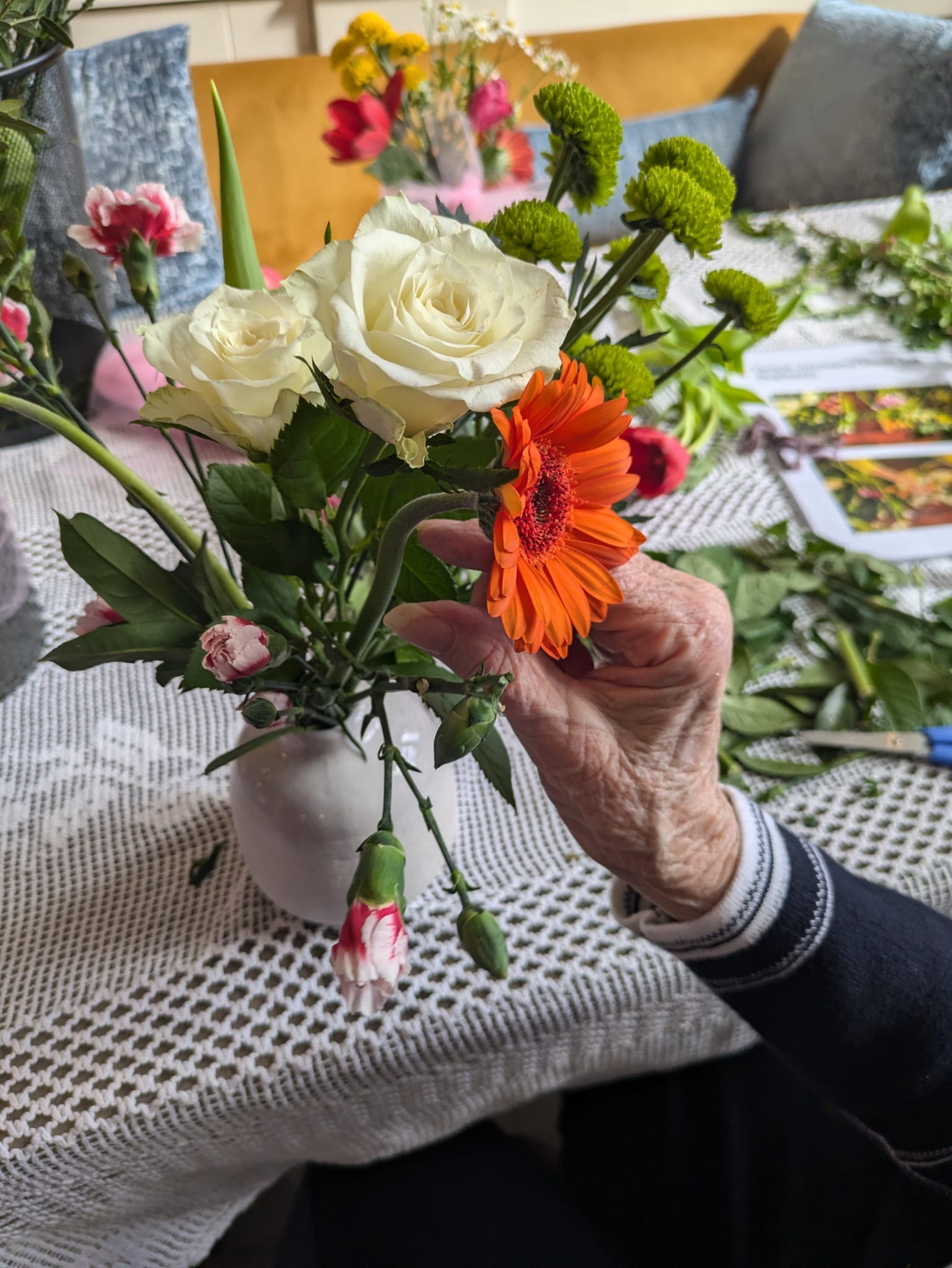Flower arranging at Astley View Care Home