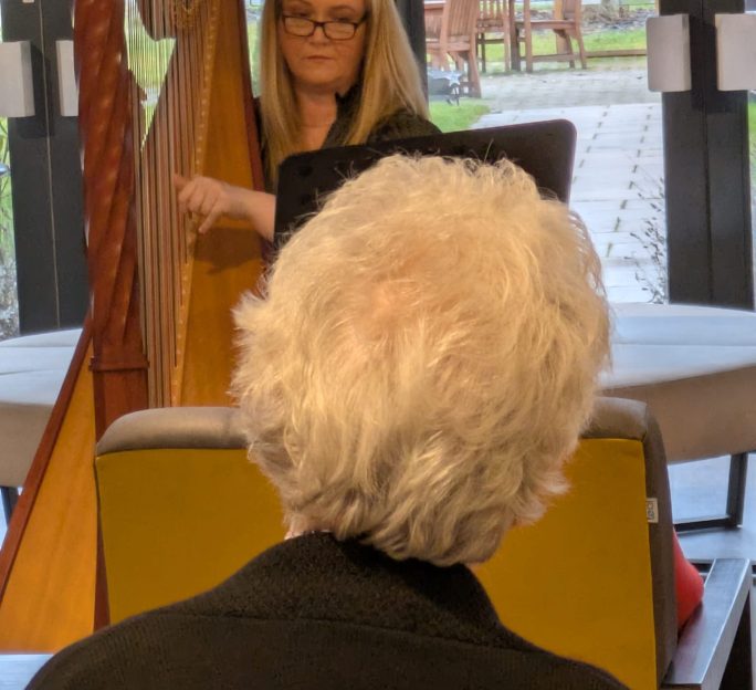 Live Harp Music Visit Delights Residents at Astley View
