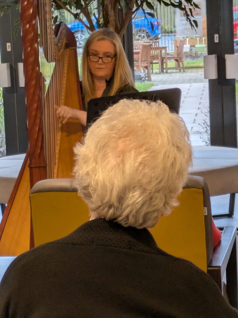 Live Harp Music Visit Delights Residents at Astley View