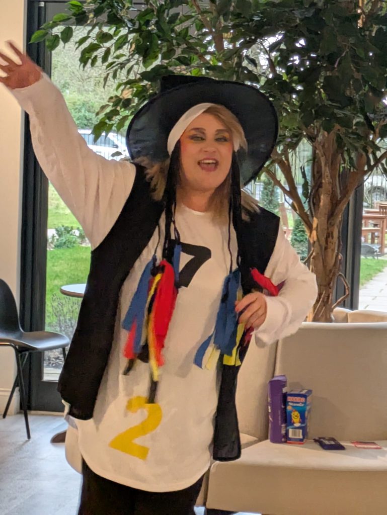 Home Manager Christina Durnan performed as Boy George