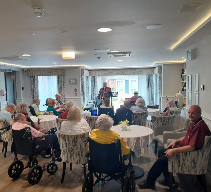 Residents enjoy live music at Ashton Manor Care Home