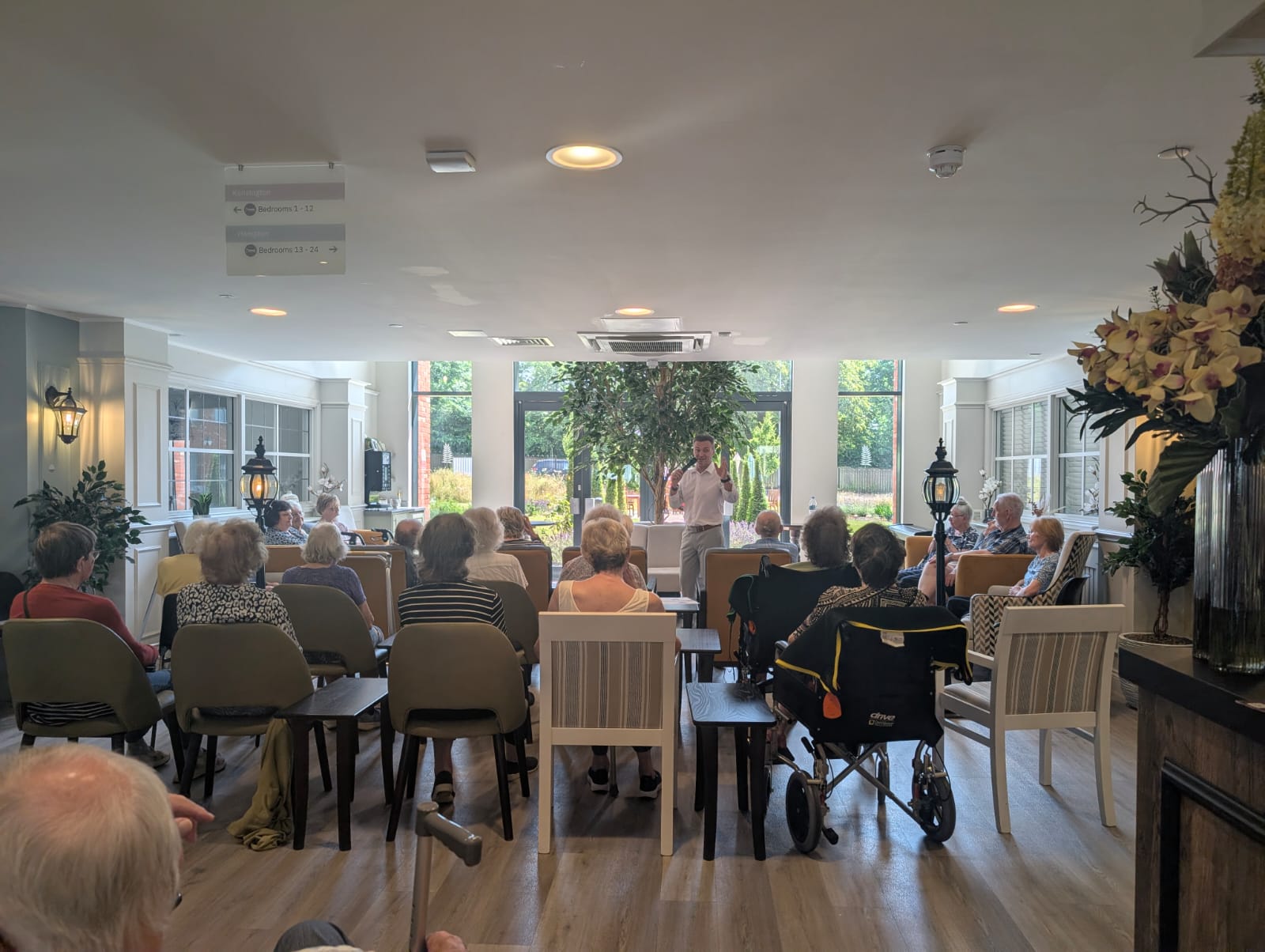 singing and dancing at astley view care home in Chorley