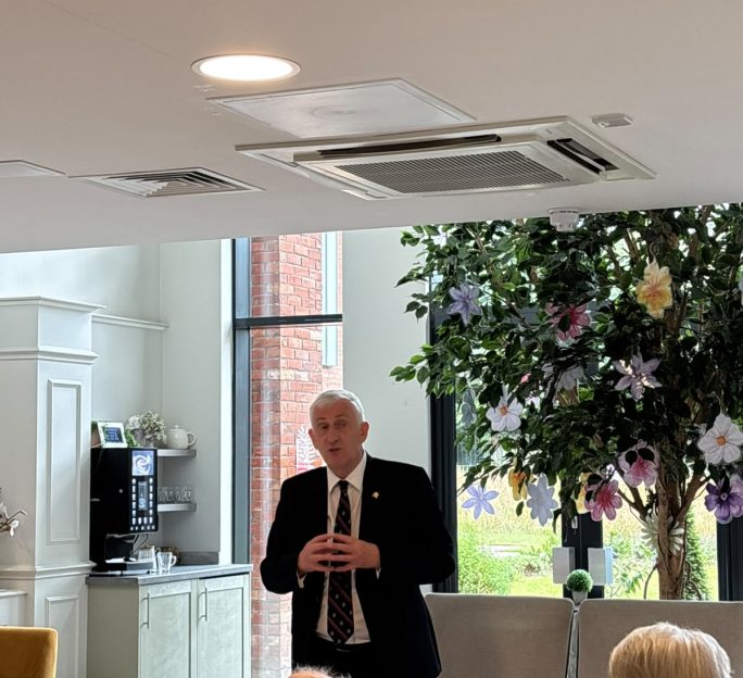 Speaker of the House Sir Lindsay Hoyle visits Astley View Care Home in Chorley