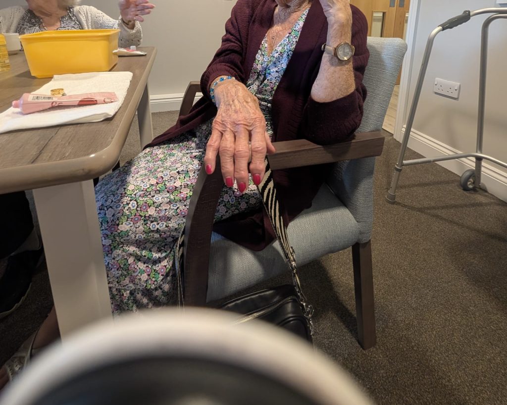Residents enjoy a relaxing pamper session at Astley View